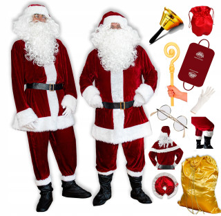VELÚR SANTA CLAUS BURGUNDY L-3XL KOMPLETNÁ SADA 15 ks SET OBAL